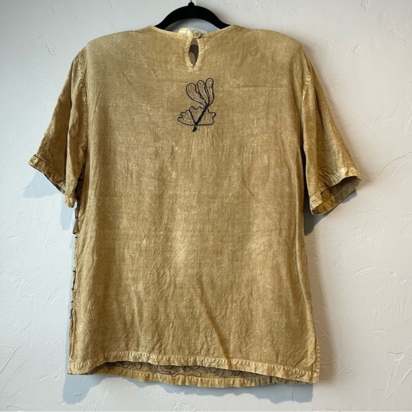 Fairy bohemian boho embroidered eccentric hippy maxi shirt set nature Lagenlook - Picture 14 of 16